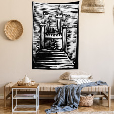 Woodcut Medieval Fortress Tapestry