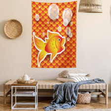 Cartoon Goldfish Bubble Tapestry