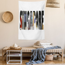 City Skyline in Lettering Tapestry