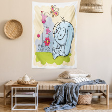 Rabbit Nature Tulips Tapestry