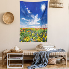 Flowers Cloudy Sky Tapestry