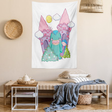 Little Girl Monster Castle Tapestry