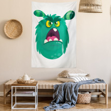 Fluffy Angry Monster Cartoon Tapestry