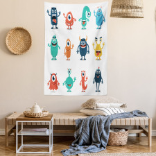 Colorful Monster Graphic Art Tapestry