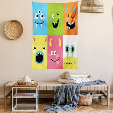 Colorful Blocks Emoticon Tapestry