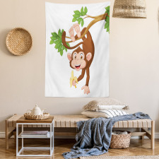 Monkey with Banana Tree Tapestry