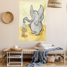 Elephant Bathing Mouse Tapestry