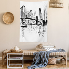 Buildings Bridge River Tapestry