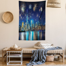 New Year Night Fireworks Tapestry