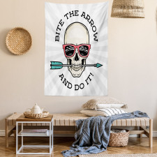 Hipster Skull Pop Art Tapestry