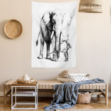 Big Mammal Sketch Tapestry