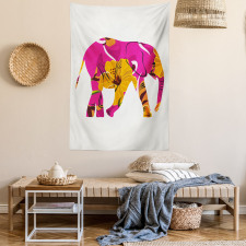 Elephant in Tropic Flowers Tapestry