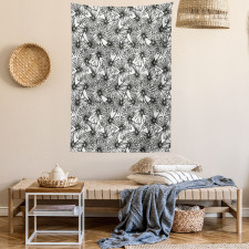 Palm Tree Leaves Sketch Art Tapestry