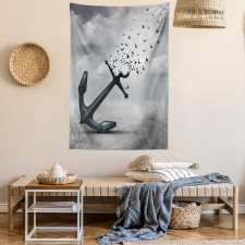 Flying Seagulls Grey Tapestry