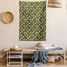 Palm Leaves Summer Flowers Tapestry