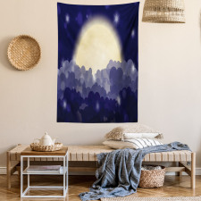 Cloudy Sky View at Night Tapestry