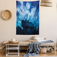 Cliff Under Cloudy Night Tapestry