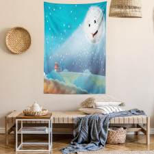 Cartoon Lunar Smiling Tapestry