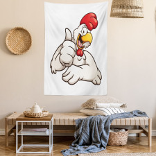 Joyous Cartoon Style Chicken Tapestry