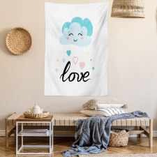 Love Cursive Text and Clouds Tapestry