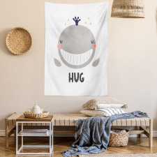 Cheerful Whale Hug Lettering Tapestry