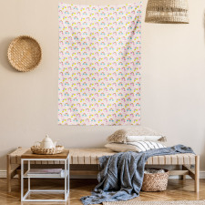 Rainbows Raindrops Cartoon Tapestry