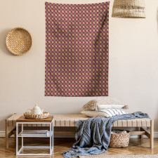 Retro Geometric Items Tapestry