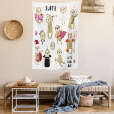 Lazy Animal Flowers Tapestry