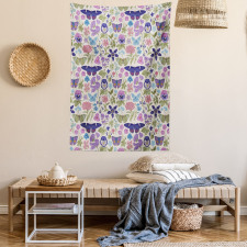 Butterfly Pansy Flower Leaf Tapestry