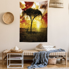 Sunset in Safari Animal Tapestry