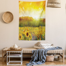 Golden Sunflower Field Tapestry