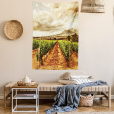 Cloudy Vineyard in Fall Tapestry