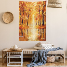 Forest Lake Fall Trees Tapestry