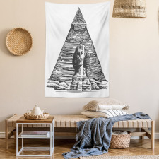 Sphinx Pyramid Sketch Tapestry