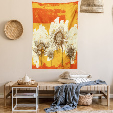 Abstract Drawing Flowers Tapestry