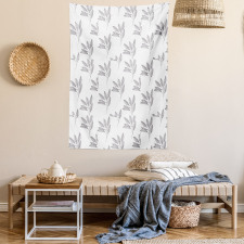 Monotone Art Leafy Branches Tapestry