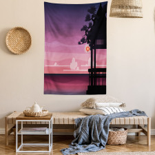 Ethnic Asian Pavilion Sunset Tapestry