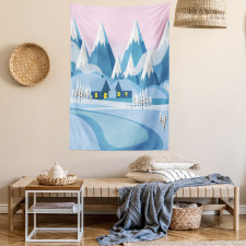 Winter Landscape Cottages Tapestry