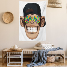 Hipster Monkey Glasses Tapestry
