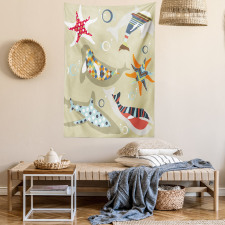 Starfish Dolphin Seal Bubble Tapestry