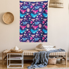 Floral Nautical Elements Tapestry