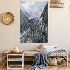 Highway in Winter Forest Tapestry