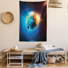 Planet Earth Sun Rays Tapestry