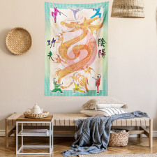 Colorful Dragon and Samurais Tapestry
