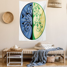 Ying Yang Tree Asian Tapestry