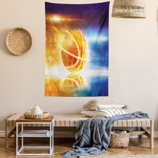 Burning Basketball Art Tapestry