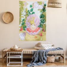 Cartoon Pearl on Shell Tapestry