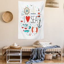 I Love Sea Words Tapestry