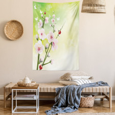 Blossoms Ladybugs Spring Tapestry