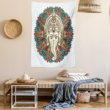 Mandala Floral Elephant Tapestry